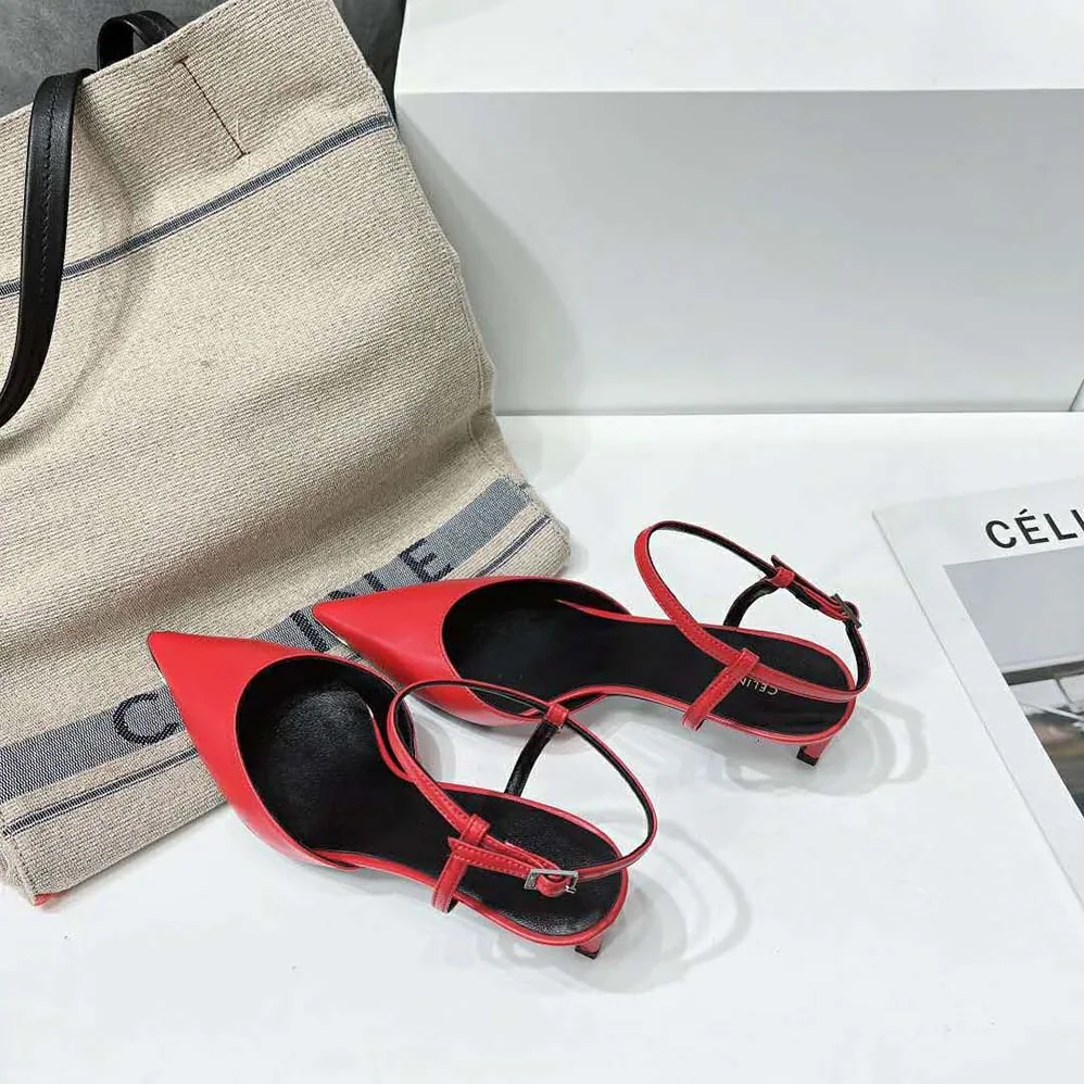 Celine Kitten Metal Toe Pump in Kidskin for Women in Red Celine Kitten Metal Toe Pump in Kidskin for Women in Red