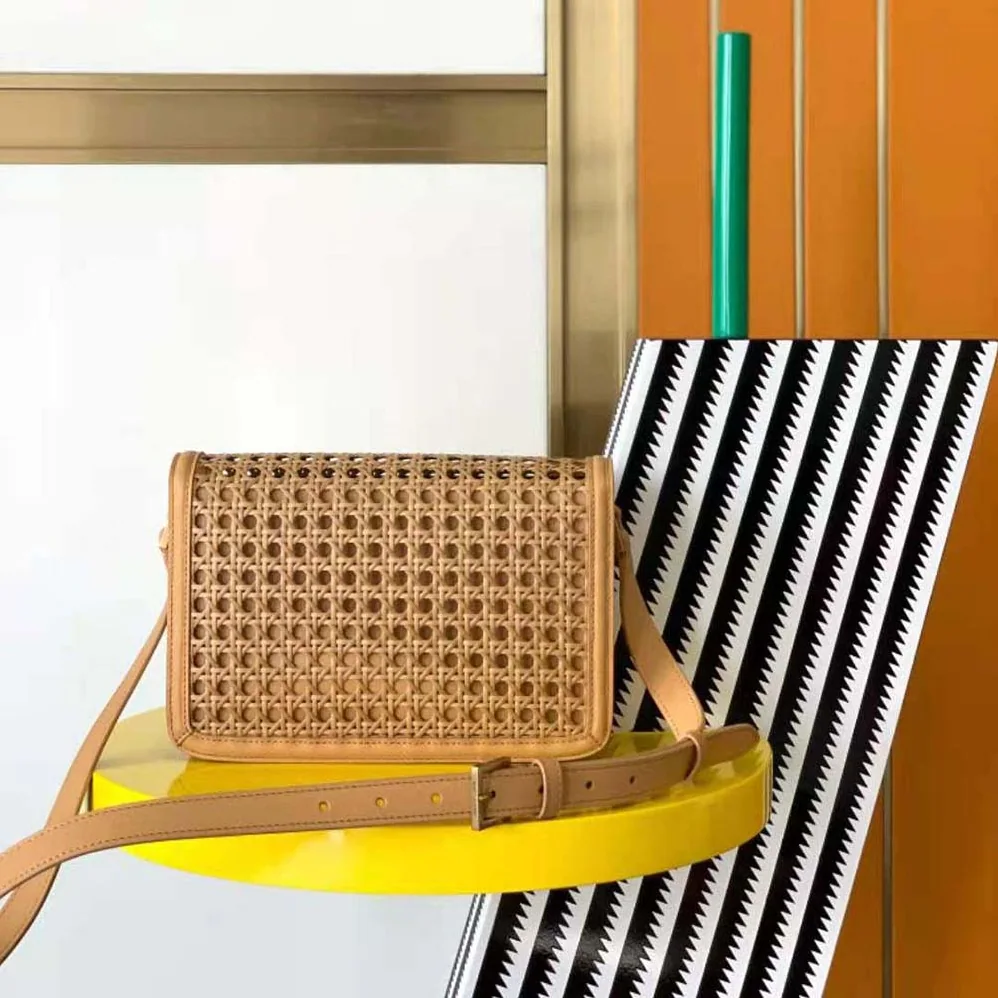 Saint Laurent YSL Solferino Medium in Canework Vegetable for Women in Tanned Leather Saint Laurent YSL Solferino Medium in Canework Vegetable for Women in Tanned Leather