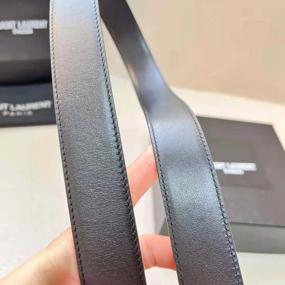 Saint Laurent YSL New Cassandre Buckle Belt in Smooth Leather for Women Saint Laurent YSL New Cassandre Buckle Belt in Smooth Leather for Women