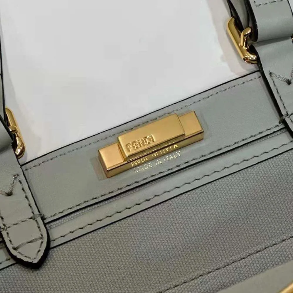 Fendi X-Tote Light Green Canvas Shopper with FF Embroidery for Women Fendi X-Tote Light Green Canvas Shopper with FF Embroidery for Women