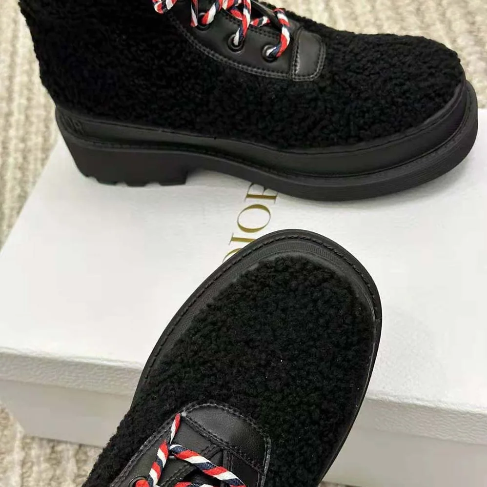 Dior Hike Ankle Boot Black Calfskin and Shearling for Women