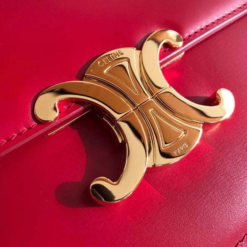 Celine Teen Triomphe Bag in Shiny Calfskin for Women in Red Celine Teen Triomphe Bag in Shiny Calfskin for Women in Red