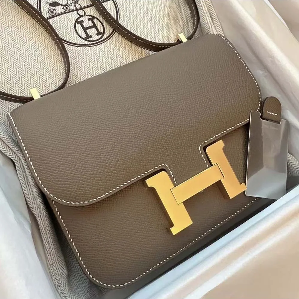 Hermes Constance 19 Bag Epsom Leather for Women in Grey/Gold