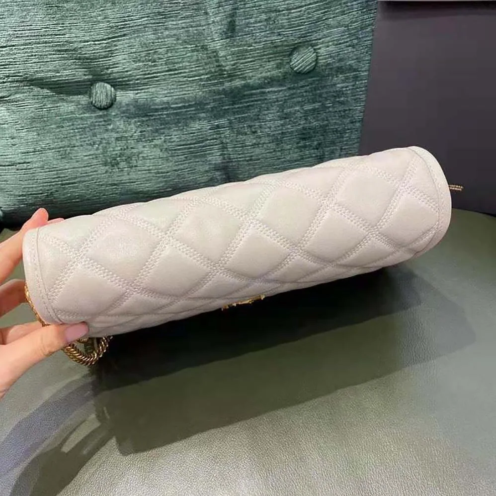 Saint Laurent YSL Becky Mmini Chain Bag in Carre-Quilted Lambskin for Women in White Saint Laurent YSL Becky Mmini Chain Bag in Carre-Quilted Lambskin for Women in White