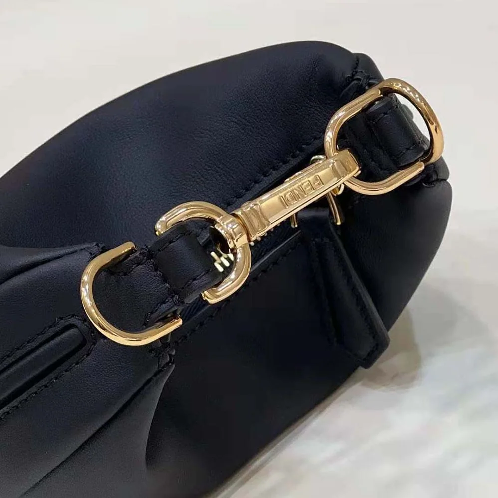 Fendi Nano Fendigraphy Black Leather Charm for Women Fendi Nano Fendigraphy Black Leather Charm for Women