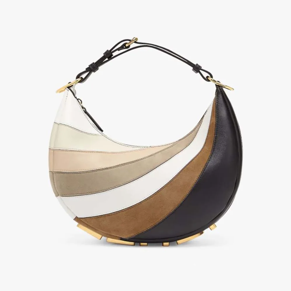 Fendi Fendigraphy Small Leather Bag with Beige and Brown Inlay for Women Fendi Fendigraphy Small Leather Bag with Beige and Brown Inlay for Women