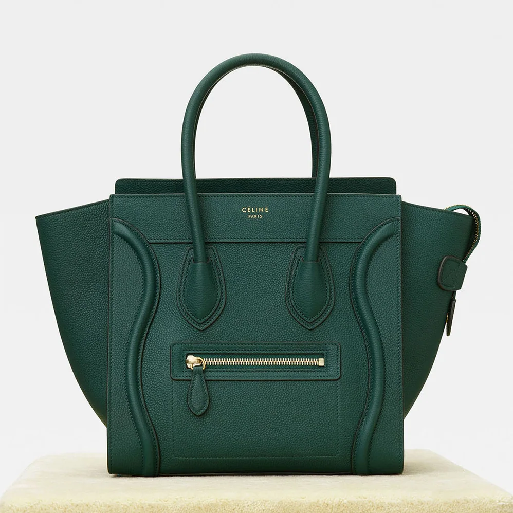 Celine Micro Luggage Handbag in Drummed Calfskin for Women in Olive Celine Micro Luggage Handbag in Drummed Calfskin for Women in Olive