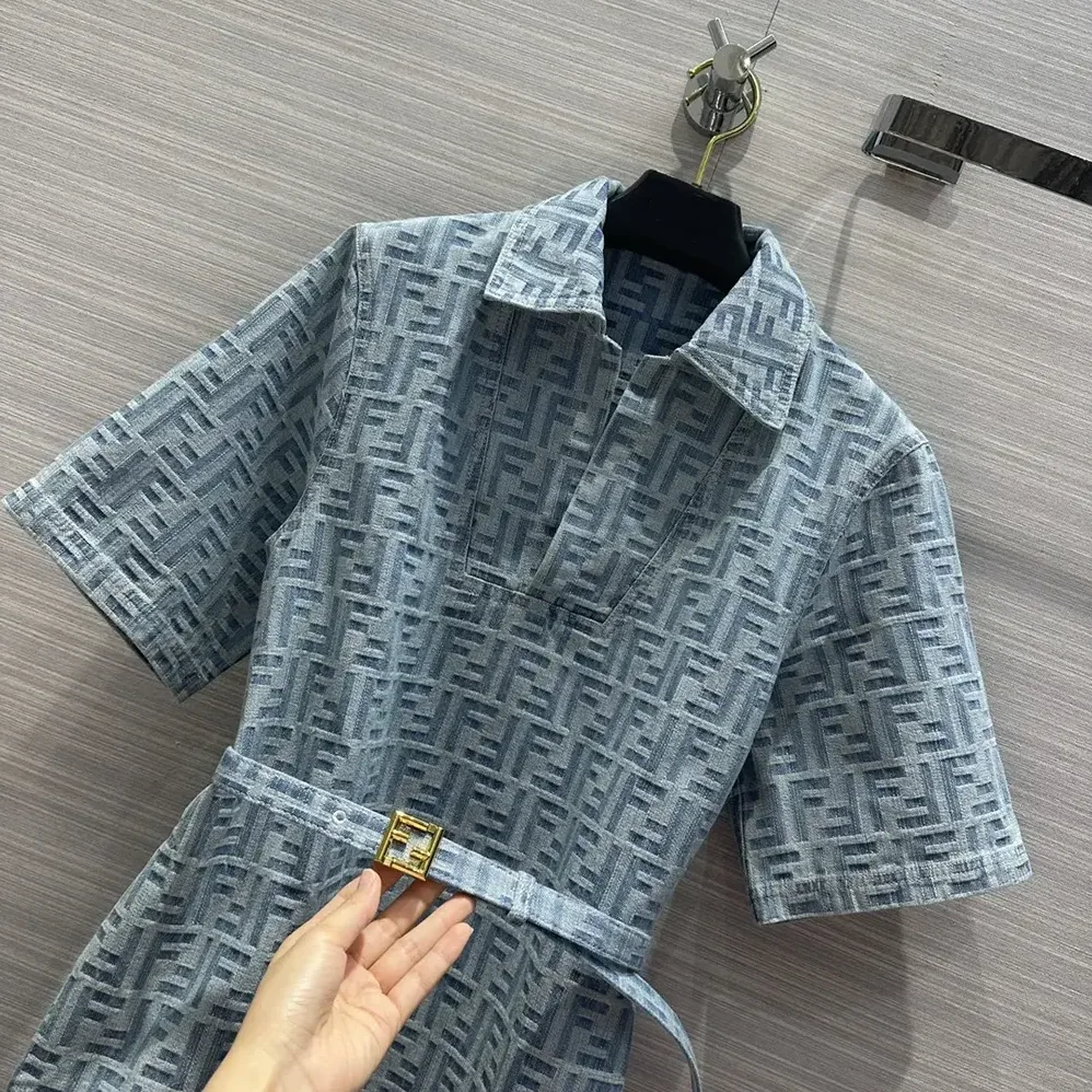 Fendi Light Blue FF Denim Dress for Women Fendi Light Blue FF Denim Dress for Women
