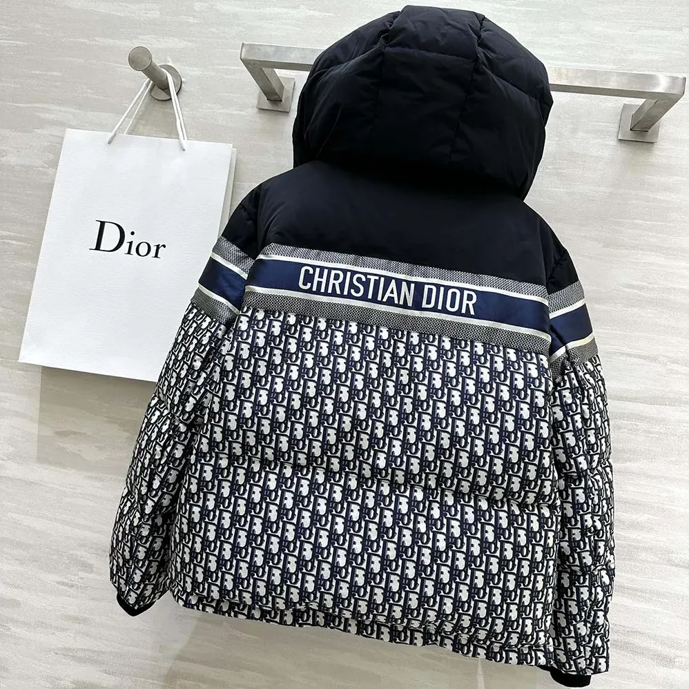 Dior Reversible Cropped Puffer Jacket Blue and Ecru Dior Oblique Quilted Technical Taffeta for Men