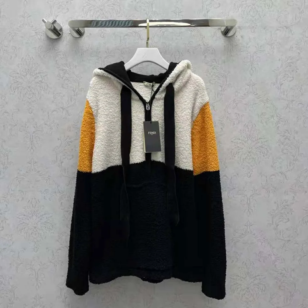 Fendi Multicolor Wool Sweatshirt with Drawstring Hood for Women