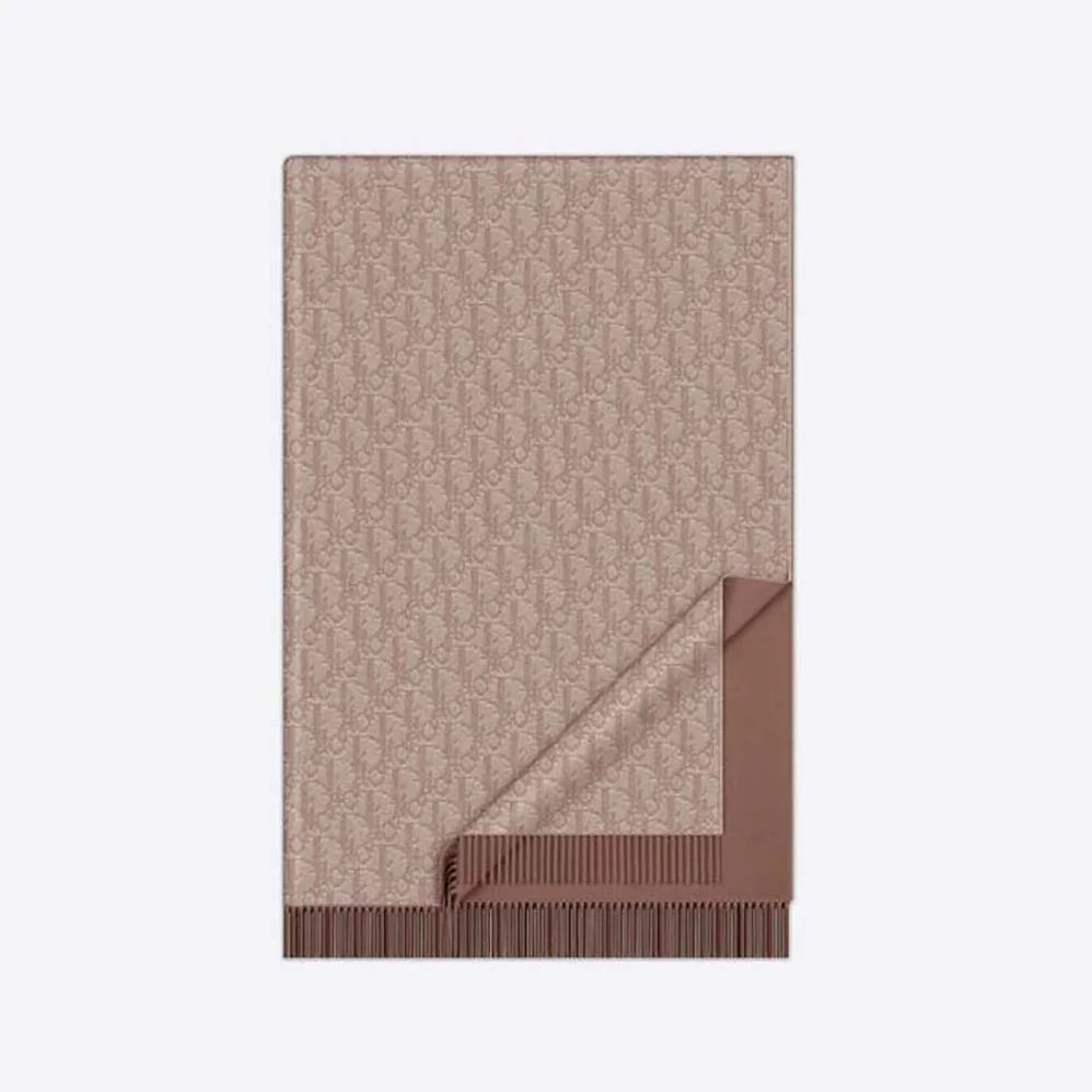 Dior Oblique Double-Sided Blanket Beige Cashmere and Wool for Men