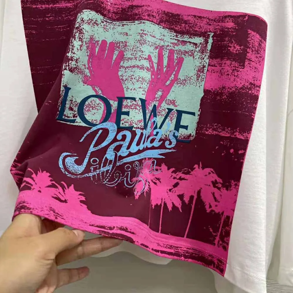 Loewe Palm Cropped T-shirt in Cotton for Women in Pink Loewe Palm Cropped T-shirt in Cotton for Women in Pink