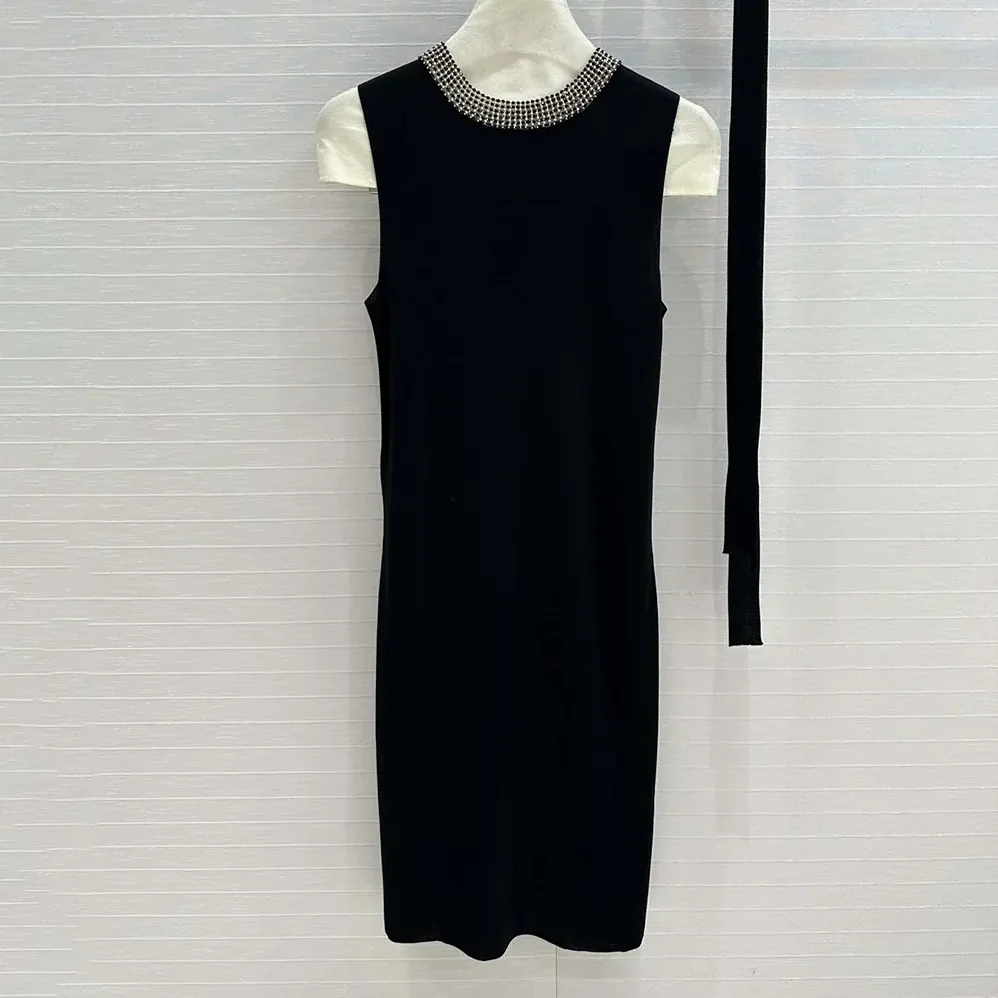 Dior Embroidered Tunic Black Silk Ribbed Knit for Women Dior Embroidered Tunic Black Silk Ribbed Knit for Women