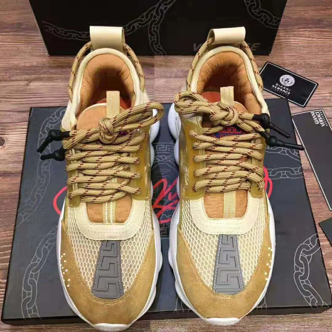 Versace Chain Reaction Sneakers for Men in Gold Versace Chain Reaction Sneakers for Men in Gold