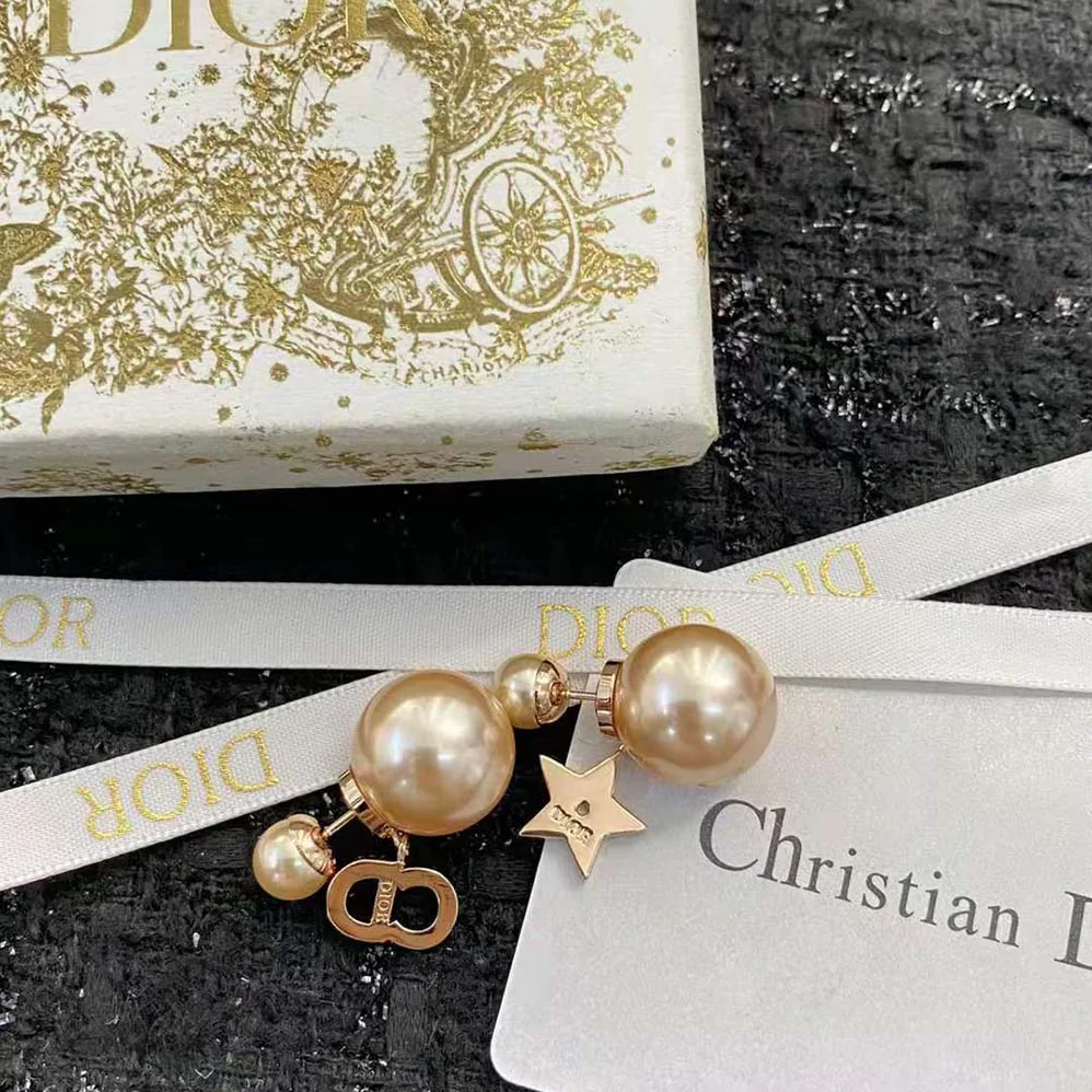 Dior Tribales Earrings Pink-Finish Metal with Pink Resin Pearls for Women Dior Tribales Earrings Pink-Finish Metal with Pink Resin Pearls for Women