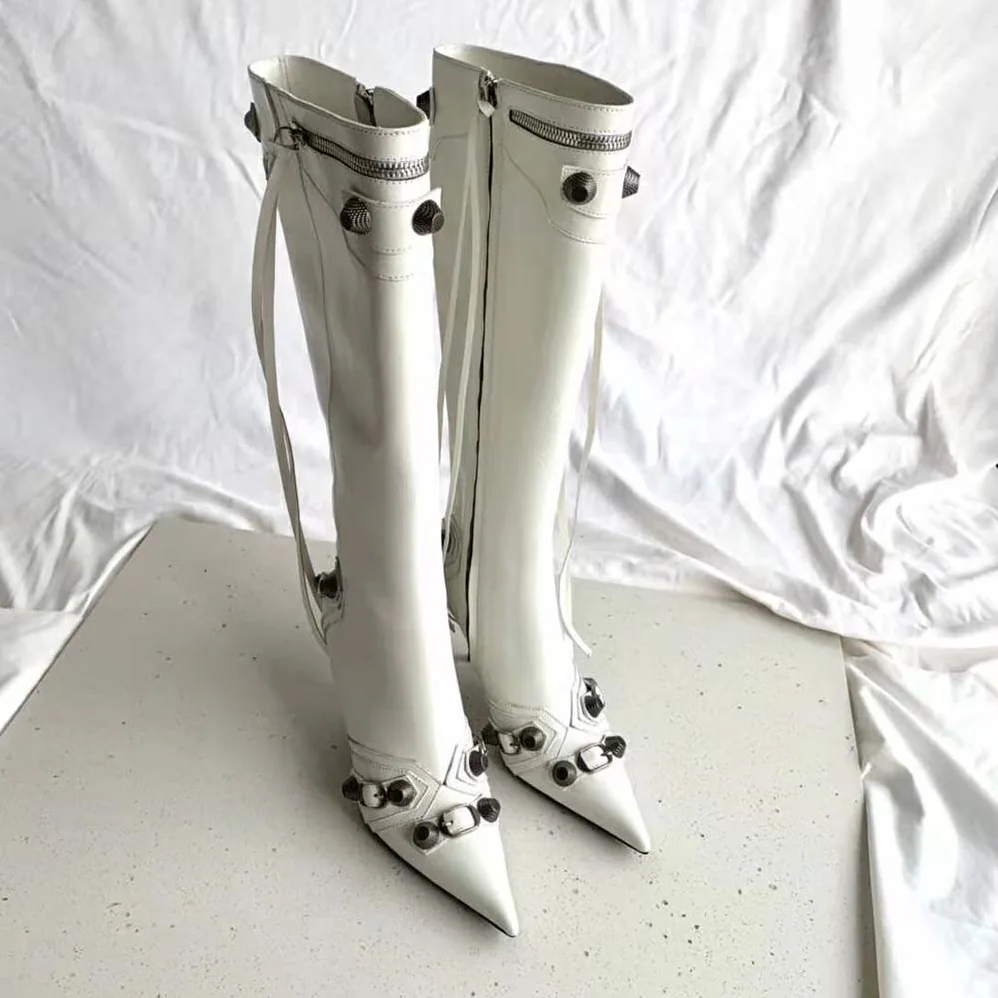Balenciaga Cagole 90mm Boot in White Arena Lambskin for Women