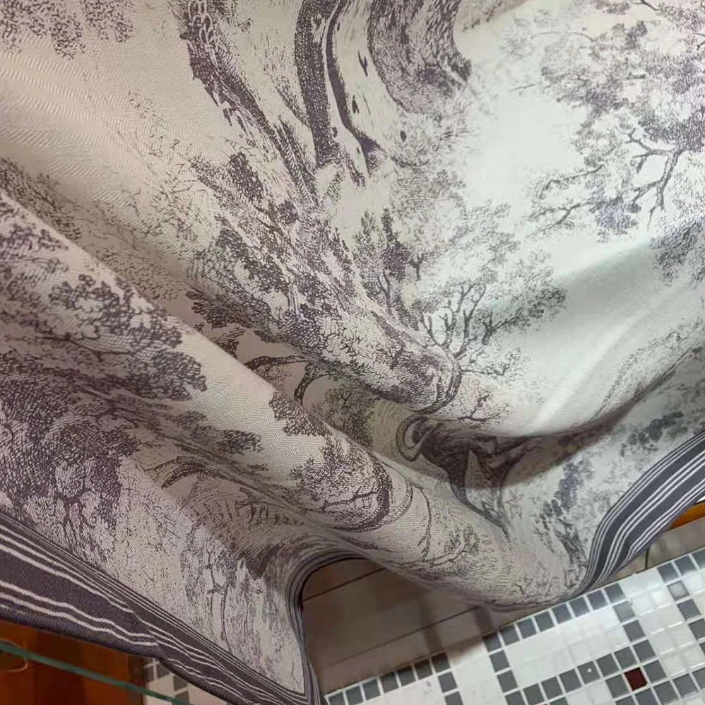 Dior Toile De Jouy Square Scarf Gray Silk Twill for Women