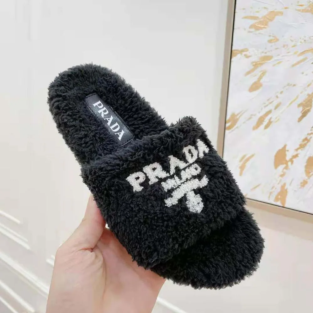 Prada Terry Cloth Slides for Women in Black Prada Terry Cloth Slides for Women in Black