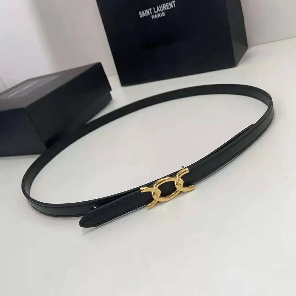 Saint Laurent YSL Maillon Thin Belt in Shiny Leather for Women Saint Laurent YSL Maillon Thin Belt in Shiny Leather for Women
