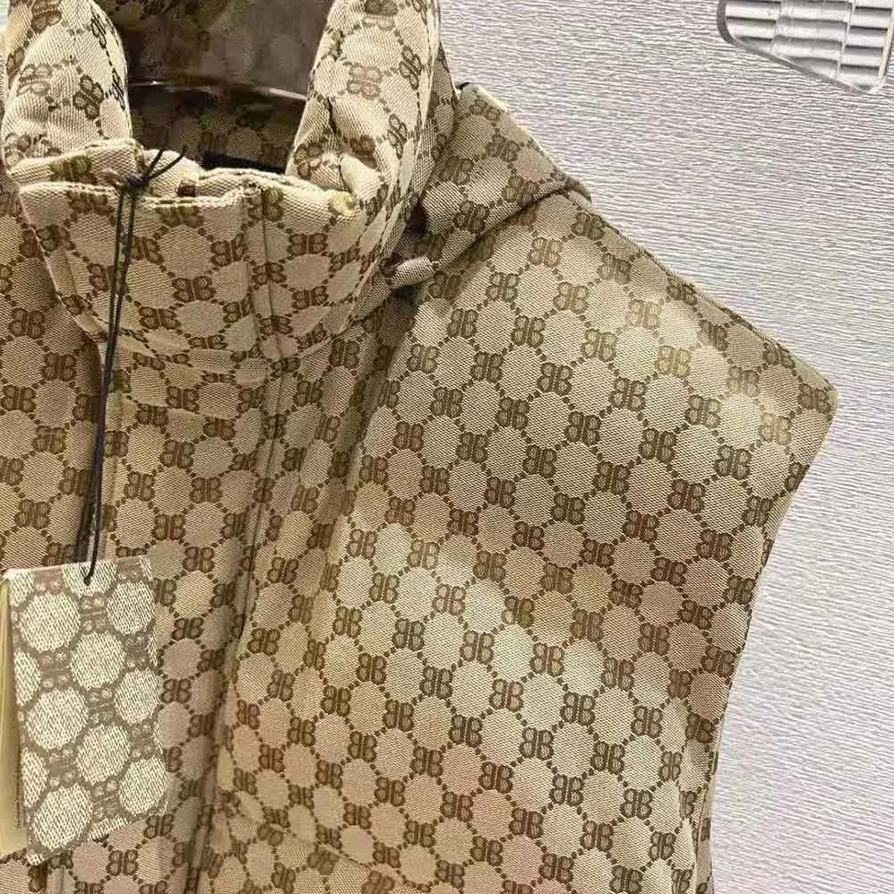 Balenciaga Hacker Cocoon Puffer Gilet in Brown Canvas Jacquard for Men