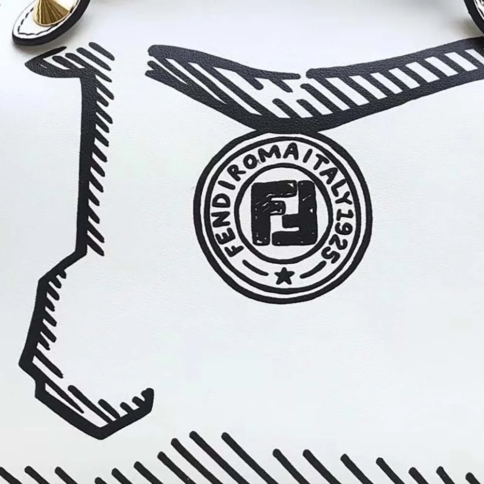 Fendi by the way Medium White Leather Printed Boston Bag for Women Fendi by the way Medium White Leather Printed Boston Bag for Women