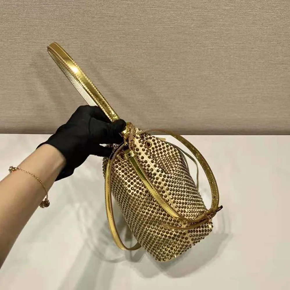 Prada Satin Mini-Bag with Crystals for Women in Gold Prada Satin Mini-Bag with Crystals for Women in Gold