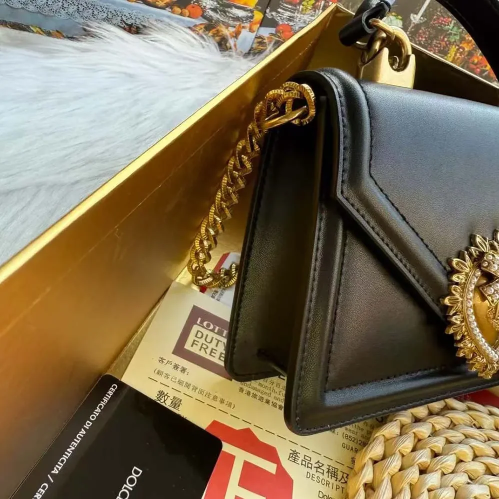 Dolce Gabbana D&G Small Smooth Calfskin Devotion Bag for Women in Black Dolce Gabbana D&G Small Smooth Calfskin Devotion Bag for Women in Black