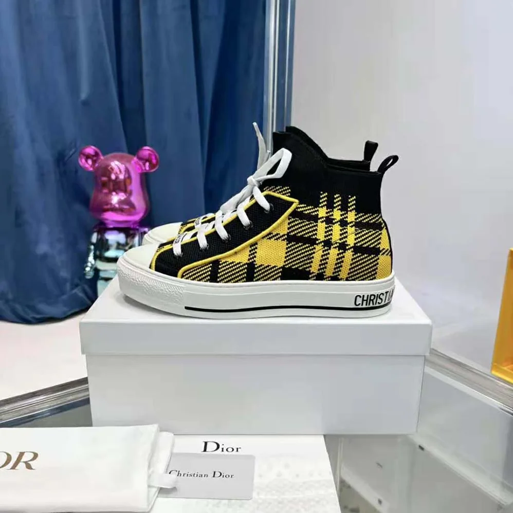 Dior Walk'N'Dior Sneaker Yellow and Black Check'n'Dior Technical Mesh for Women