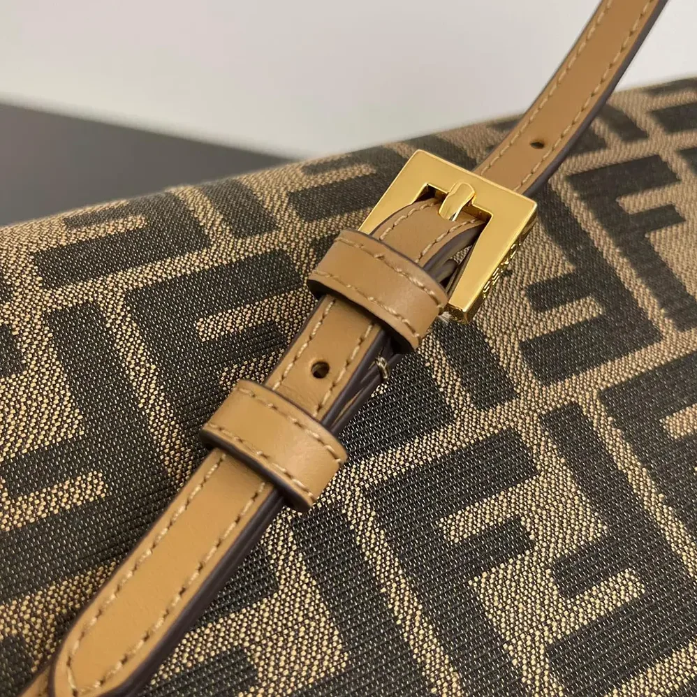Fendi Wallet On Chain Baguette Brown FF Fabric Wallet for Women