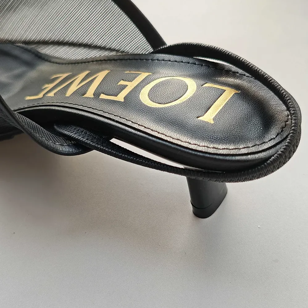 Loewe Petal Slingback Heel Sandal in Mesh for Women in Black Loewe Petal Slingback Heel Sandal in Mesh for Women in Black