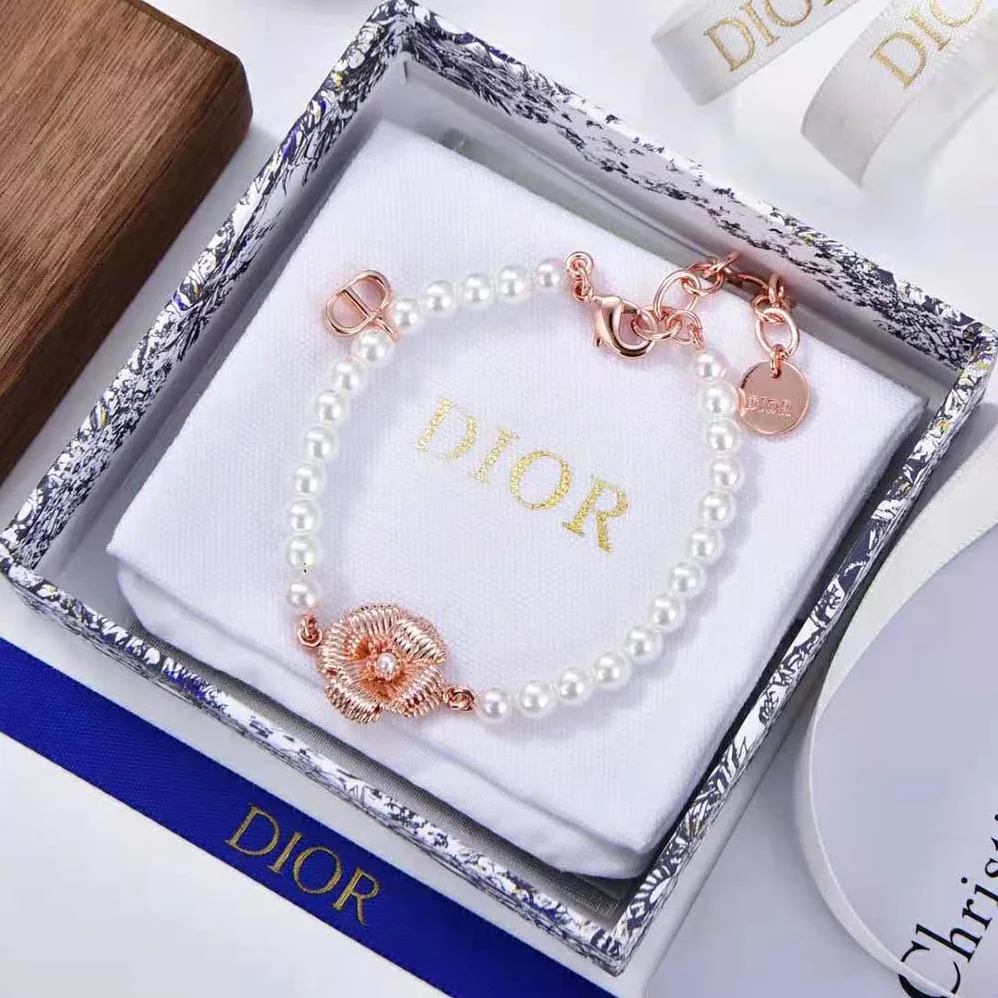 Dior D-Millefiori Bracelet Gold-Finish Metal and White Resin Pearls for Women Dior D-Millefiori Bracelet Gold-Finish Metal and White Resin Pearls for Women