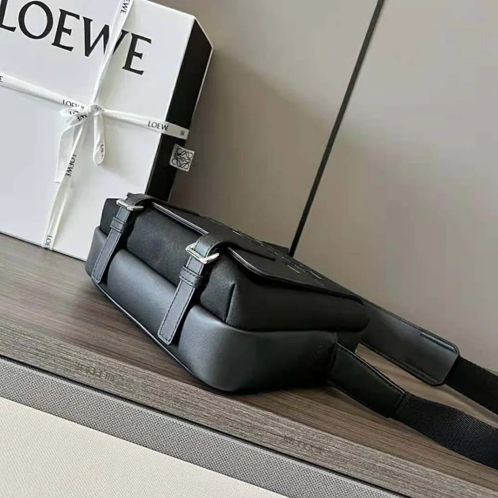 Loewe Signature XS Military Messenger Bag in Canvas and Classic Calfskin for Men Loewe Signature XS Military Messenger Bag in Canvas and Classic Calfskin for Men