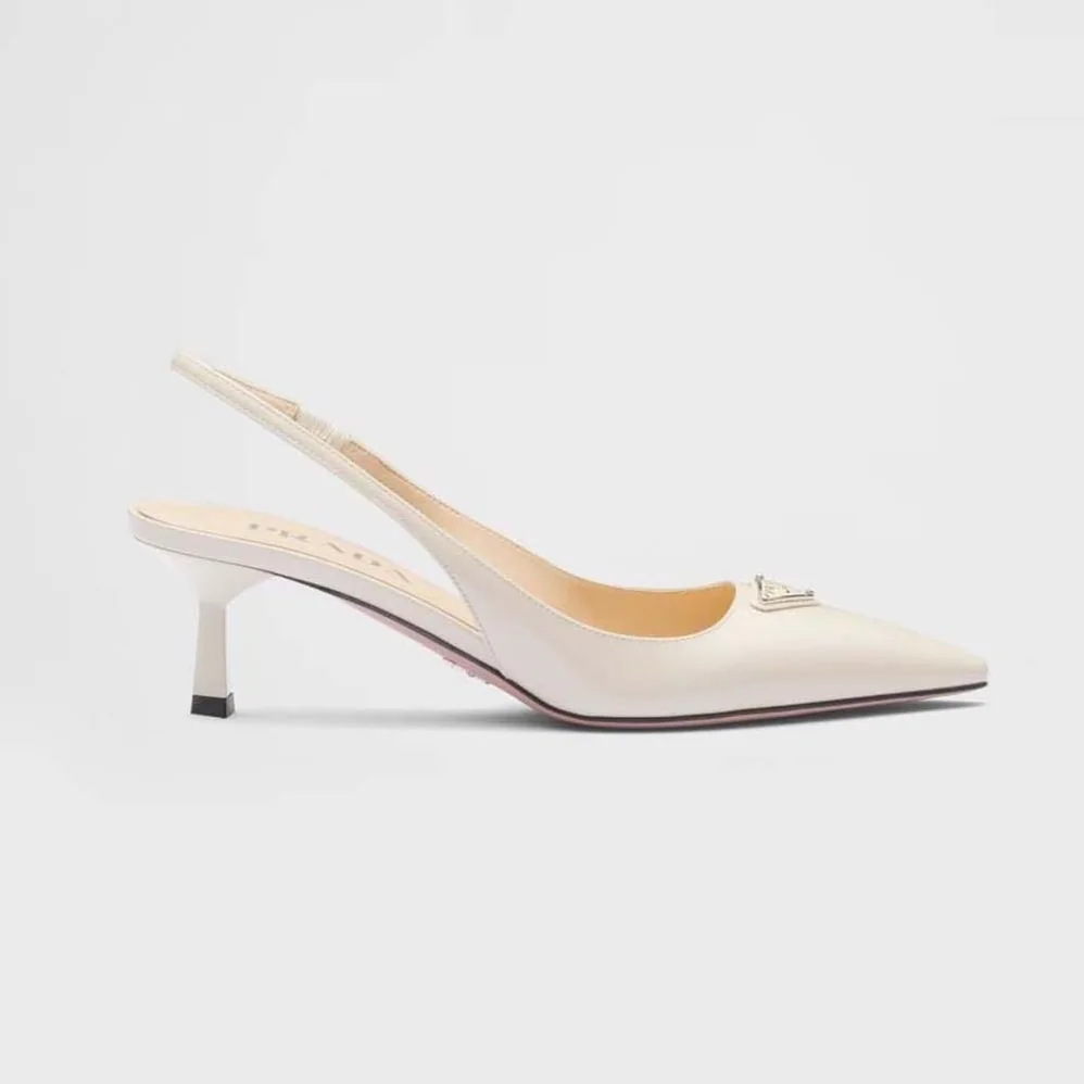 Prada Patent-Leather Slingback Pumps for Women in White