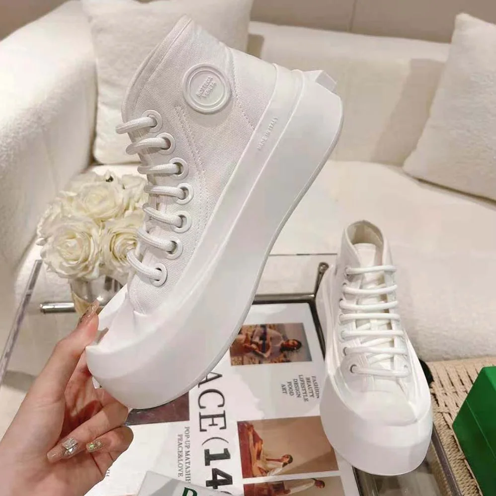 Bottega Veneta Jumbo Sneaker Nylon High Top Lace-up Sneakers for Unisex in White Bottega Veneta Jumbo Sneaker Nylon High Top Lace-up Sneakers for Unisex in White