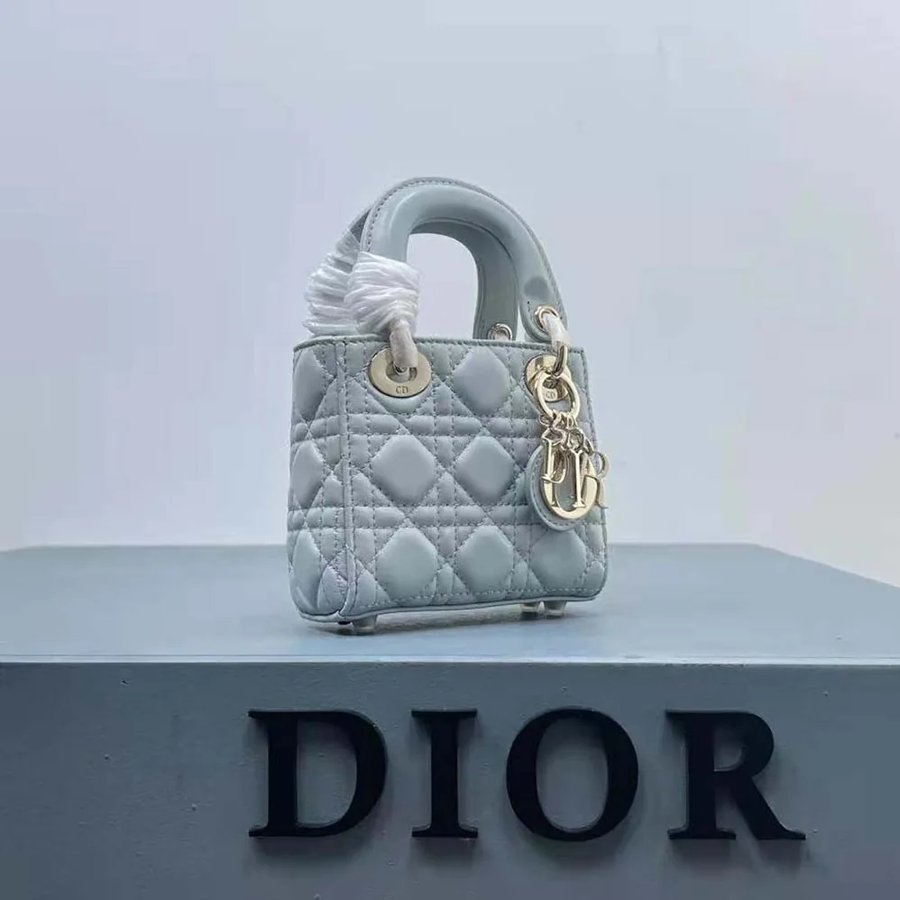Dior Mini Lady Dior Bag Placid Blue Cannage Lambskin for Women