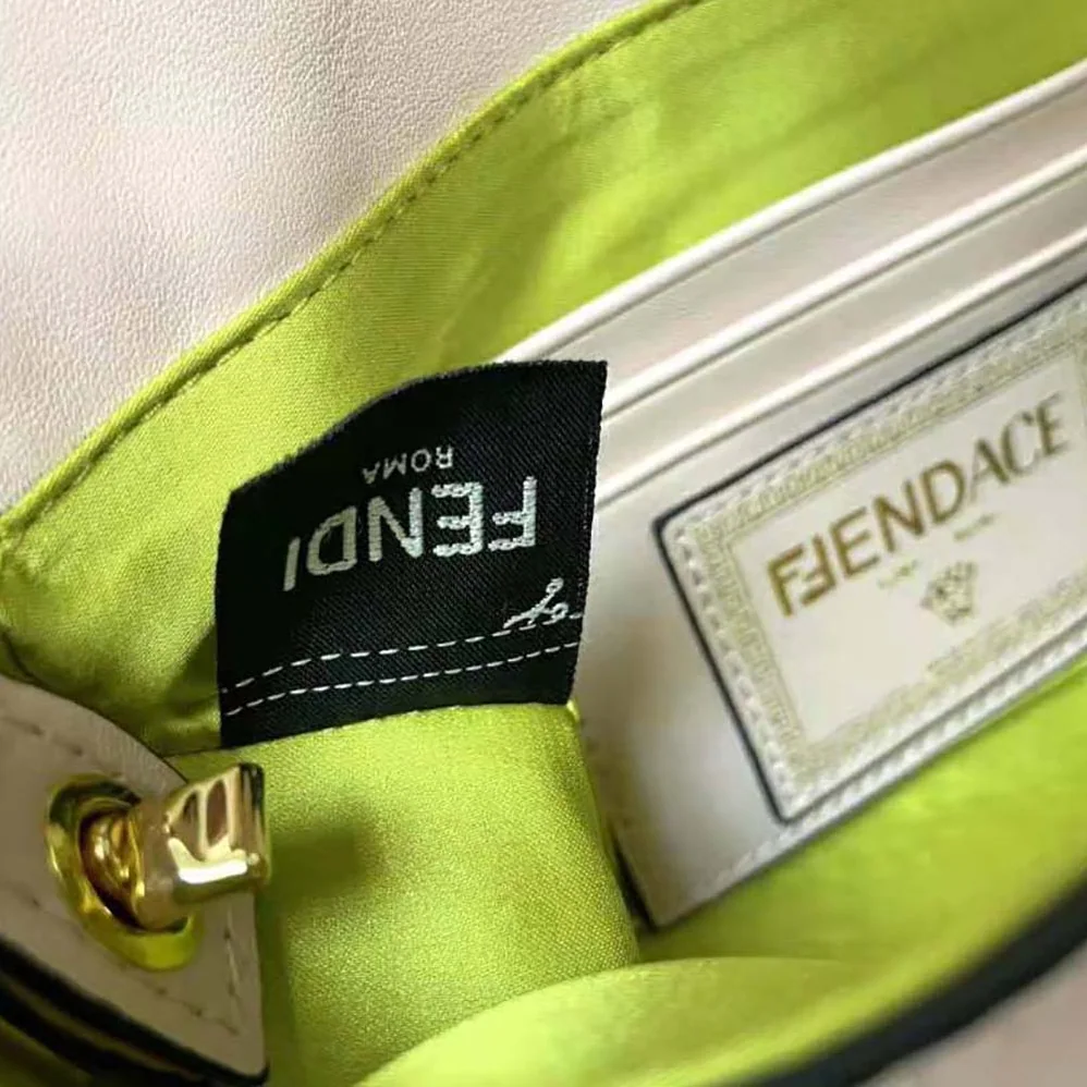 Fendi Brooch Mini Baguette Fendace Pink Leather Bag for Women Fendi Brooch Mini Baguette Fendace Pink Leather Bag for Women