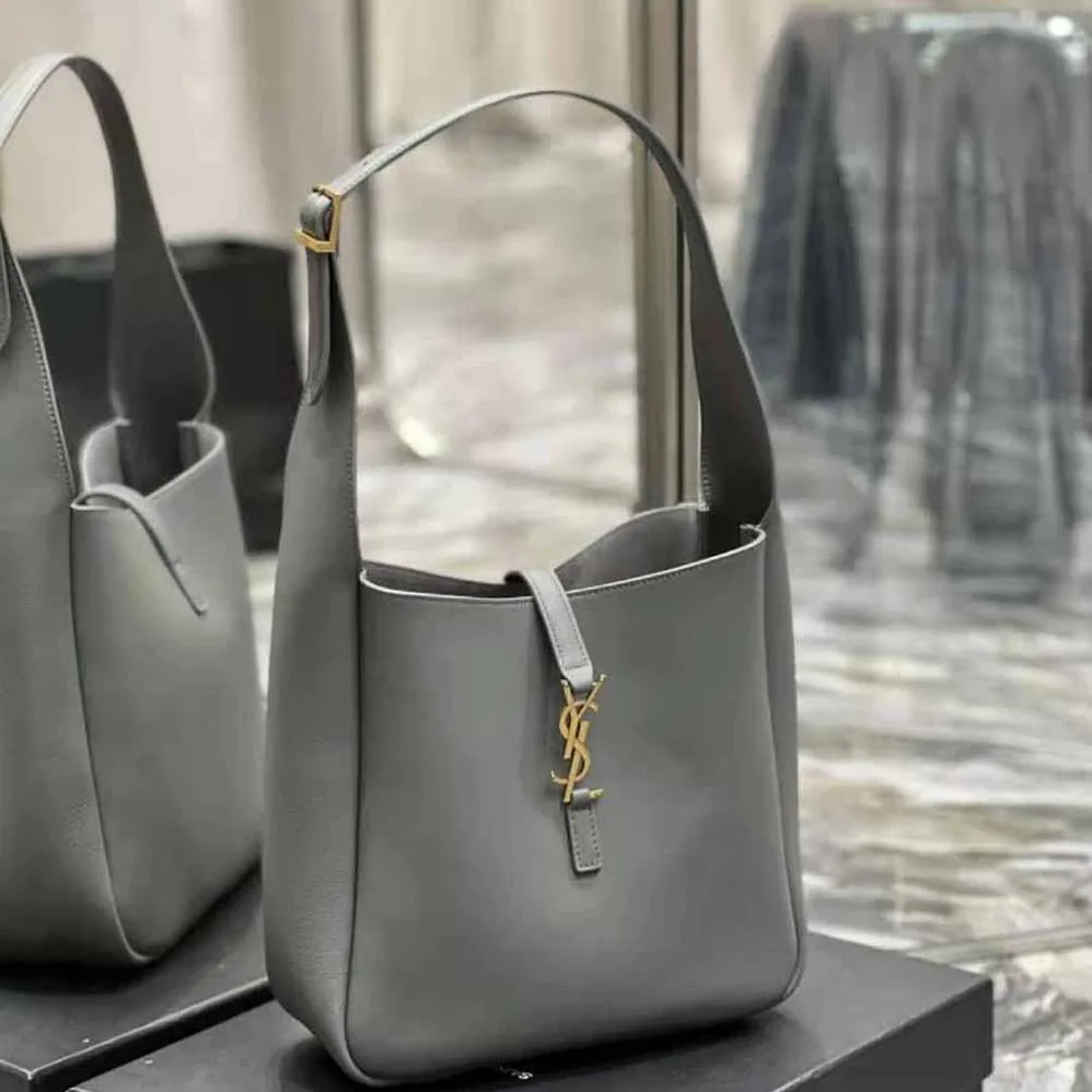 Saint Laurent YSL Le 5 à 7 Soft Small Hobo Bag in Smooth Leather for Women in Gray