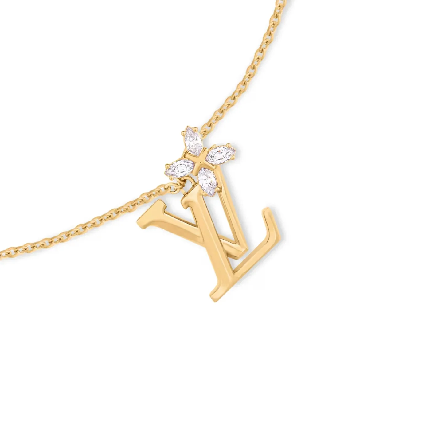 Louis Vuitton LV Iconic Flower Necklace Gold in Toned
