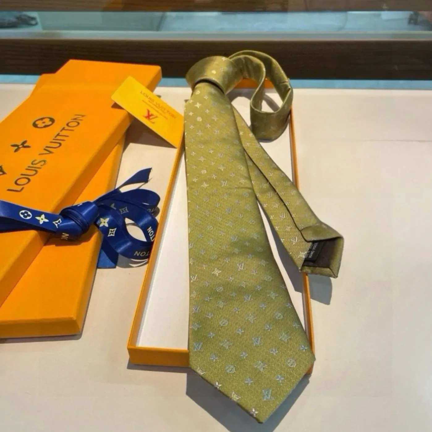 Louis Vuitton Monogram Silk Tie Mustard