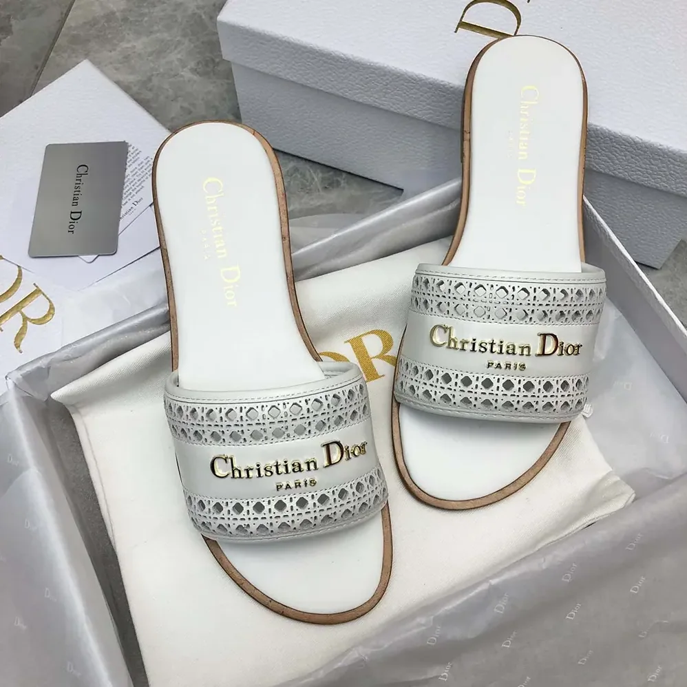 Dior White Calfskin with Openwork Microcannage Motif for Women
