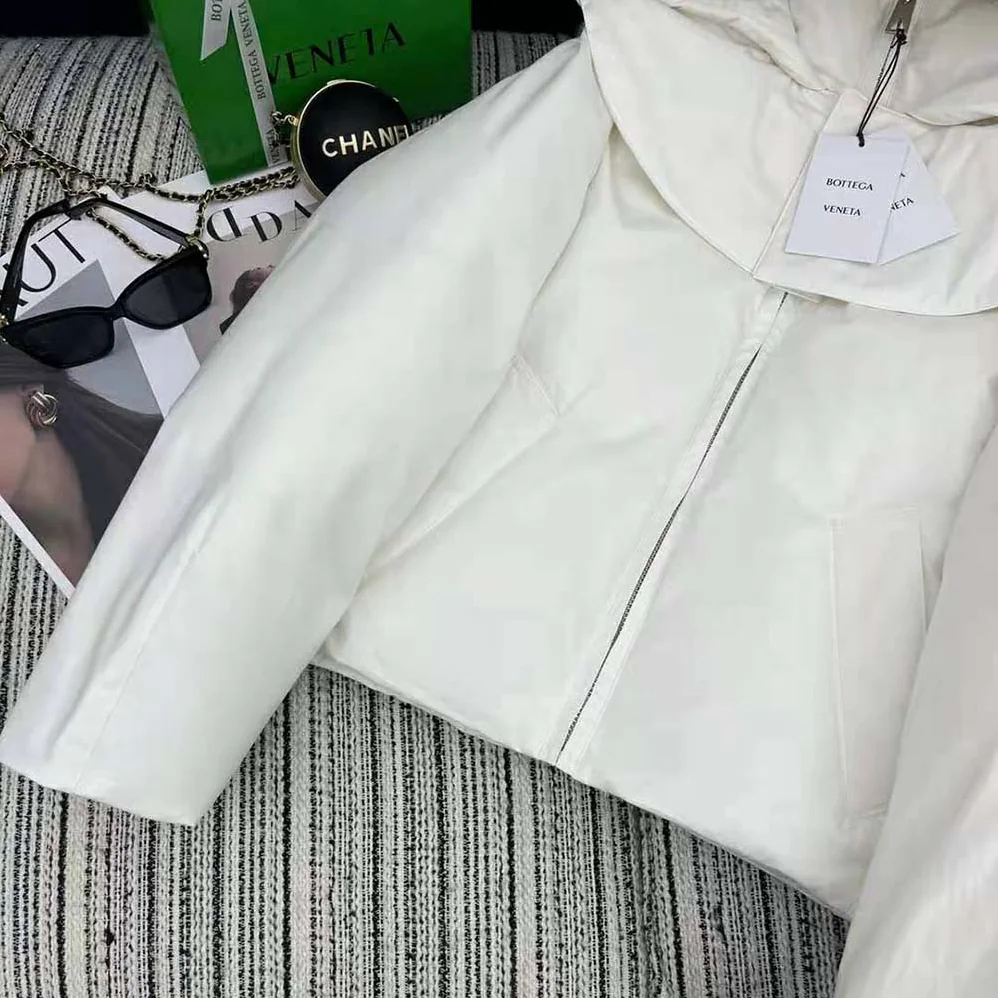 Bottega Veneta Frosted Poplin Puffer Jacket for Women in White