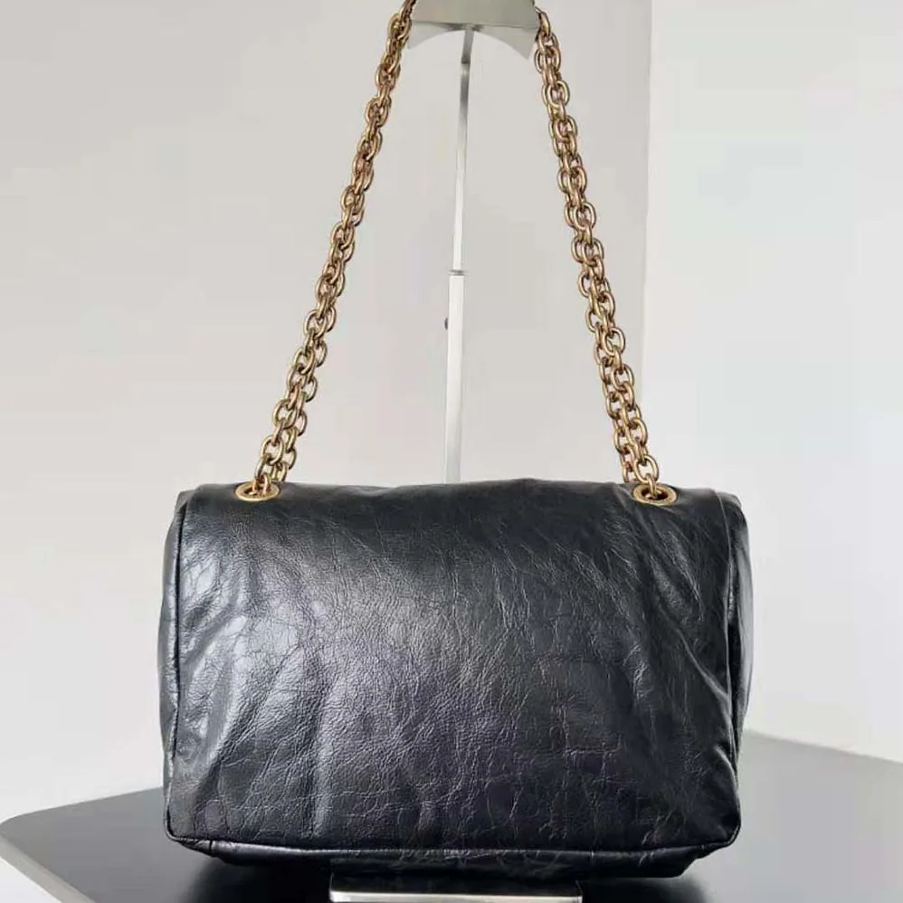 Balenciaga Monaco Large Chain Bag in Black Arena Calfskin for Women