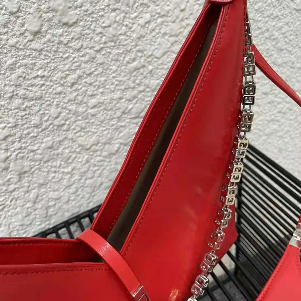 Givenchy Small Cut Out Bag in Box Leather with Chain for Women in Red