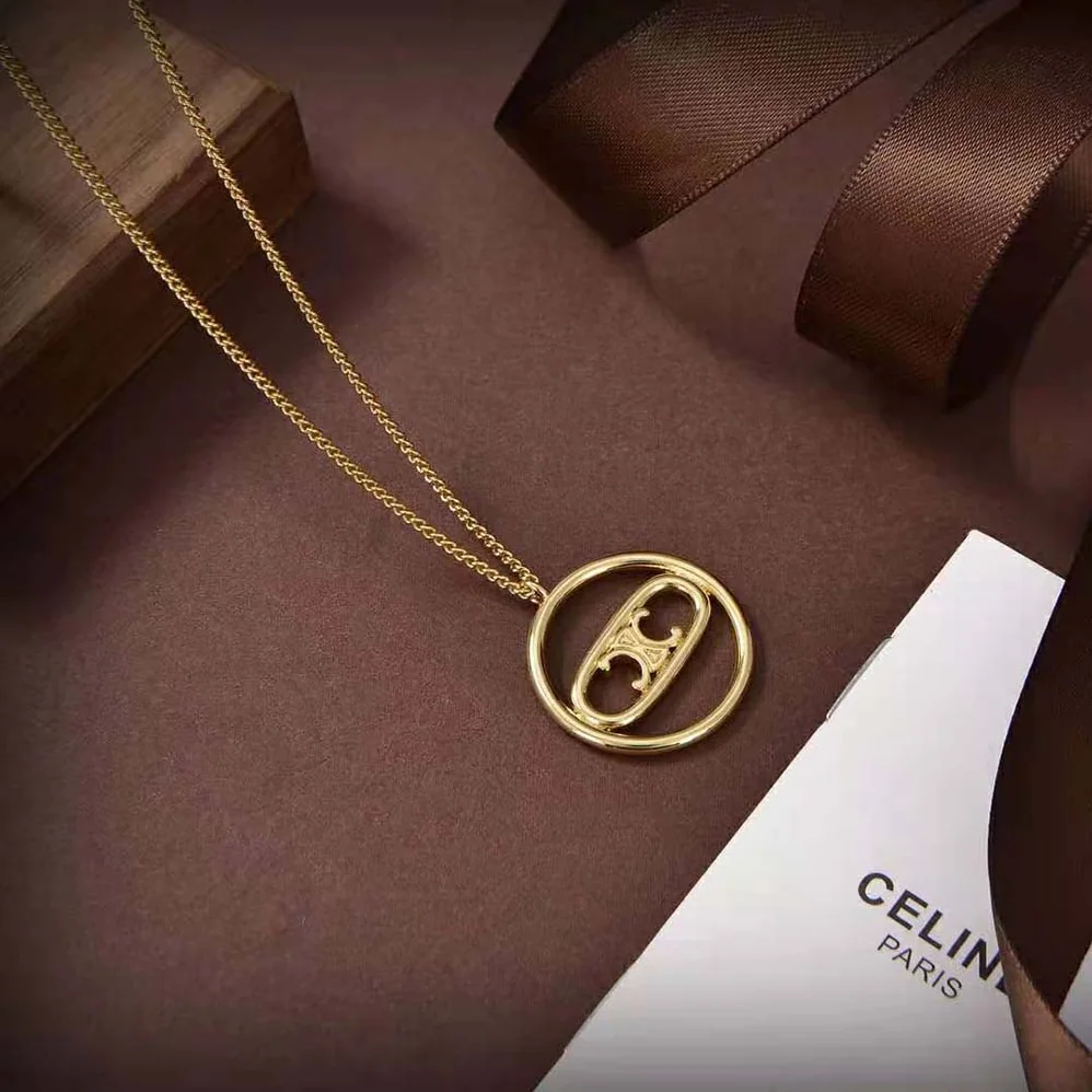 Celine Maillon Triomphe Bold Necklace in Brass with Gold Finish for Women
