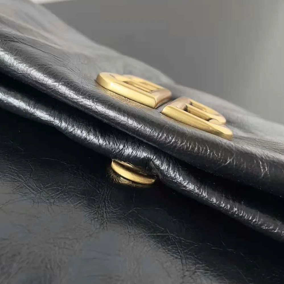 Balenciaga Monaco Large Chain Bag in Black Arena Calfskin for Women