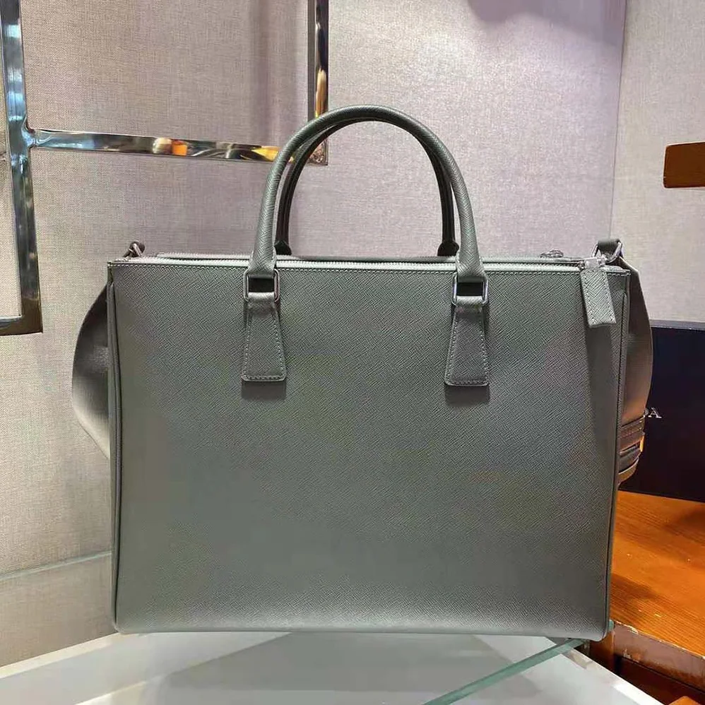 Prada Saffiano Leather Prada Galleria Bag for Men in Silver