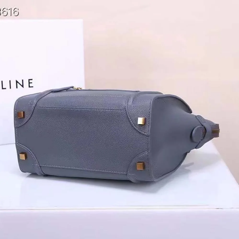 Celine Micro Luggage Handbag in Drummed Calfskin for Women in Silver