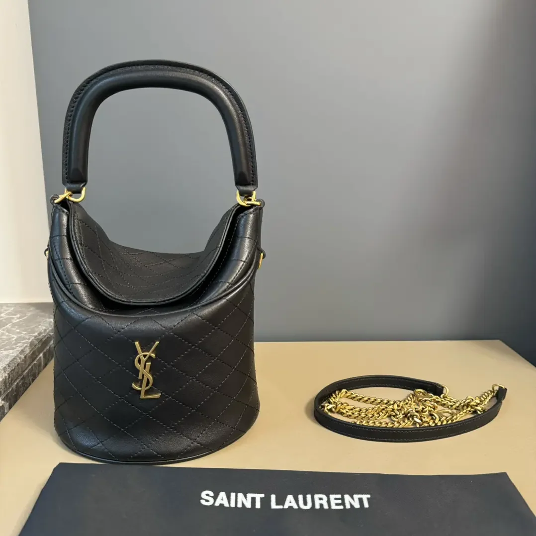 Saint Laurent YSL Gaby Bucket Bag in Lambskin for Women