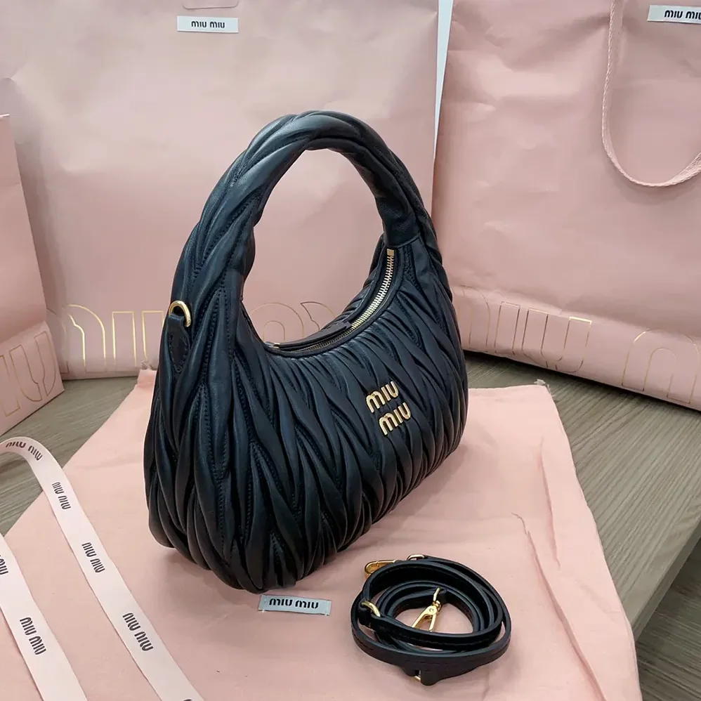 Miu Miu Wander Matelassé Nappa Leather Hobo Bag for Women