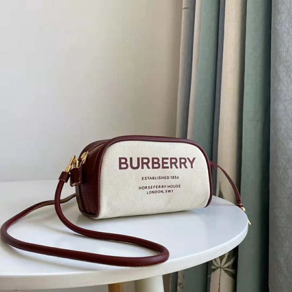 Burberry Horseferry Print Canvas Half Cube Crossbody Bag for Women